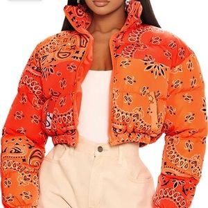 Women's Cute Cropped Zip Up Puffer Jacket Short Bubble Coat with Pockets